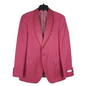 Alfani Men's Slim-Fit Stretch Textured Diamond Grid Tuxedo Jacket Rose 40R NWT